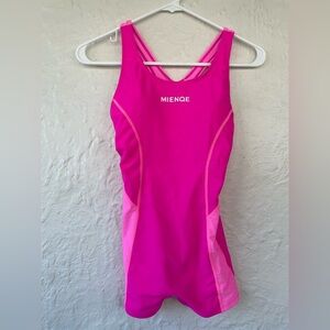 NWT Child L Swimsuit Beach Pool Pink One Pc Bra Lycra SPF Competition Quick Dry